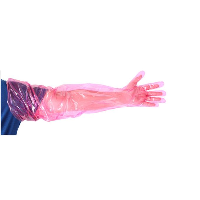 Veterinaire Handschoenen roze 85 cm, 100 stuks
